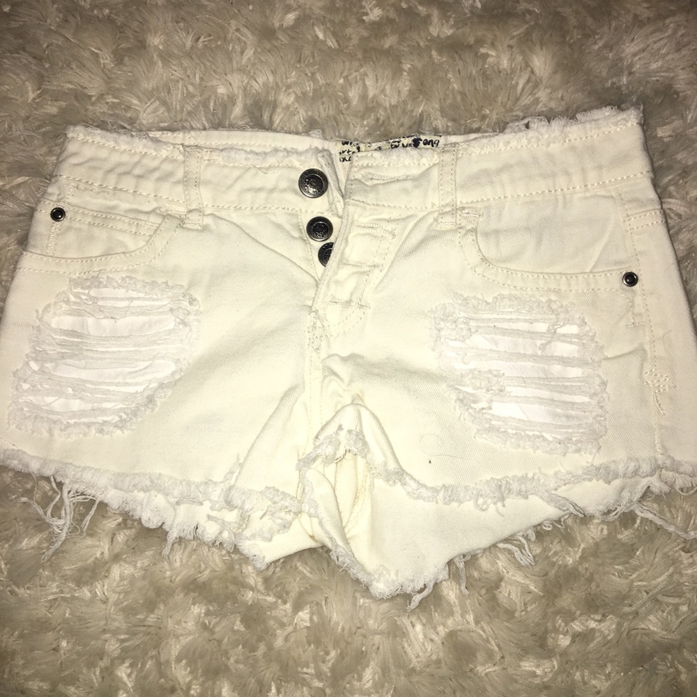 Cream Jean Shorts